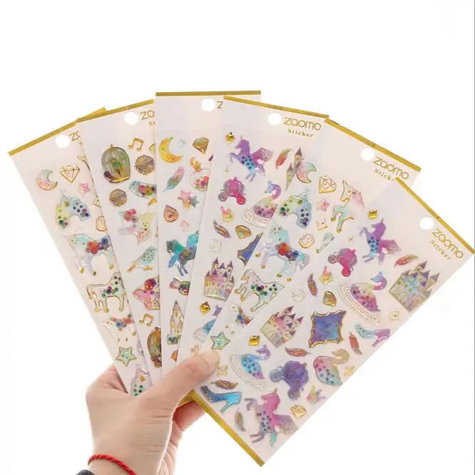 

3pcs/Lot Cartoon Unicorn PVC 3D Crystal DIY Stickers Bullet Journal Mobile Phone Notebook Laptop Decorative DIY Sticker Planner
