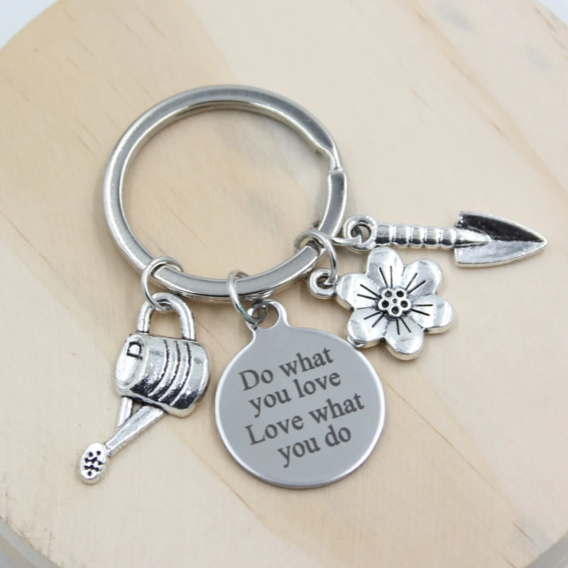 10PCS New Arrival Stainless Steel Key Ring flower watering pail hand shovel garden Chain gift for lover Jewelry | Украшения и