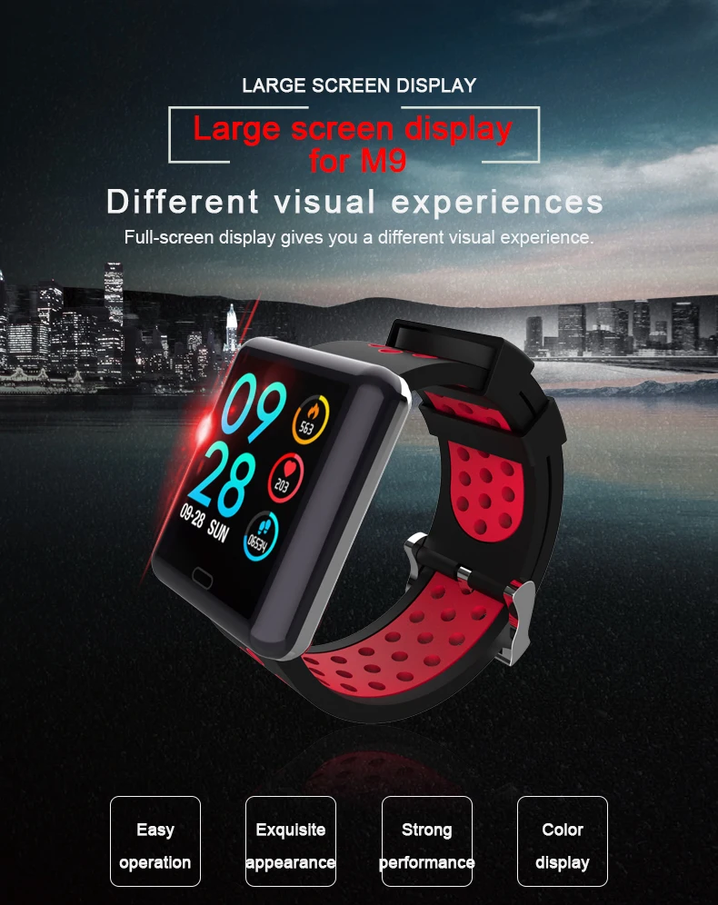 

M9 Blood Pressure Heart Rate Monitor Smart Watch IP67 Waterproof Sport Fitness Trakcer Fashion Watch Men Women Smartwatch 2019