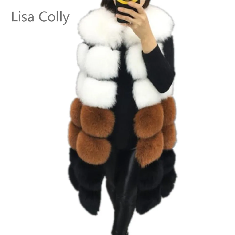 

Lisa Colly New winter Coat Overcoat women's fur vest coat Warm long vests furs vests Women faux fur vest coat outerwear jacket