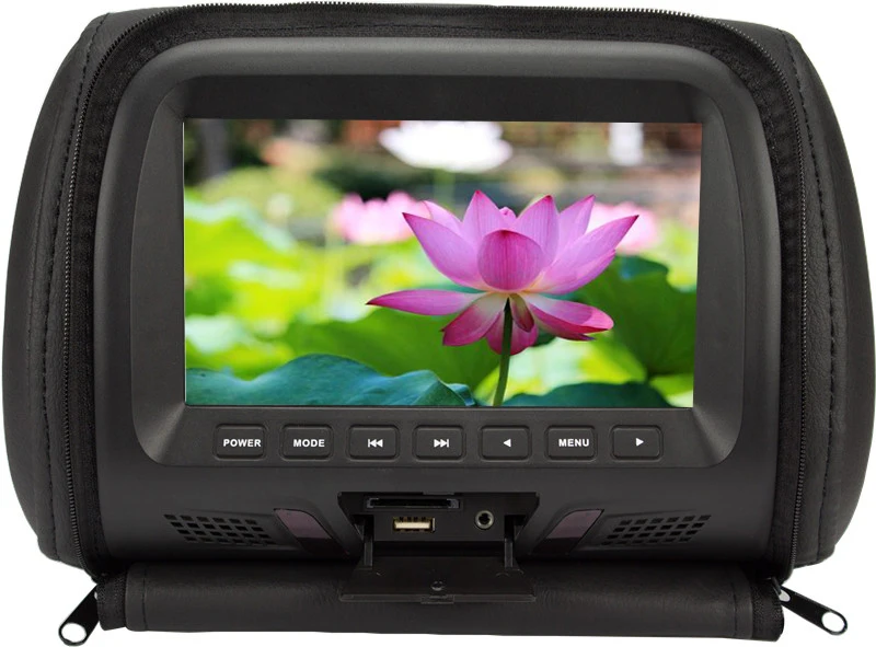 7 Inch Car Headrest Monitor With Zipper Cover LED Digital Screen Pillow