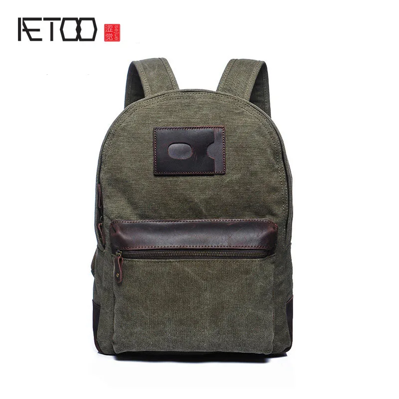 

AETOO new retro shoulder bag factory direct new retro bag canvas with leather student bag