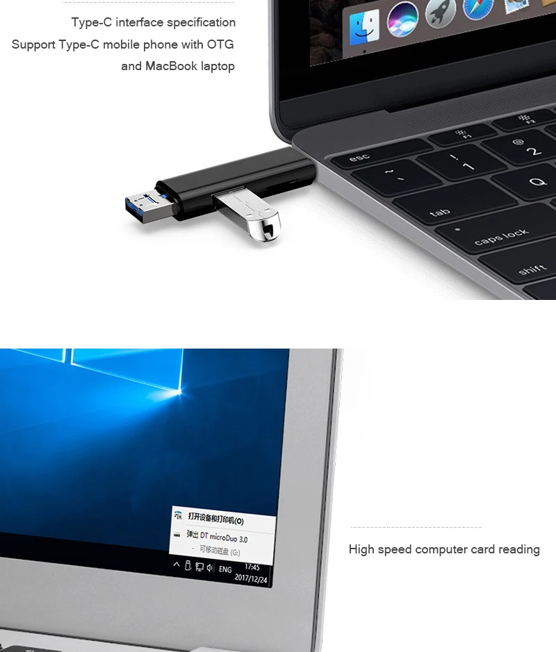5 в 1 type-C Micro USB кард-ридер USB2.0 Женский OTG TF Micro SD кард-ридер для USB C Xiaomi 6 GALAXY S8 Macbook Pro
