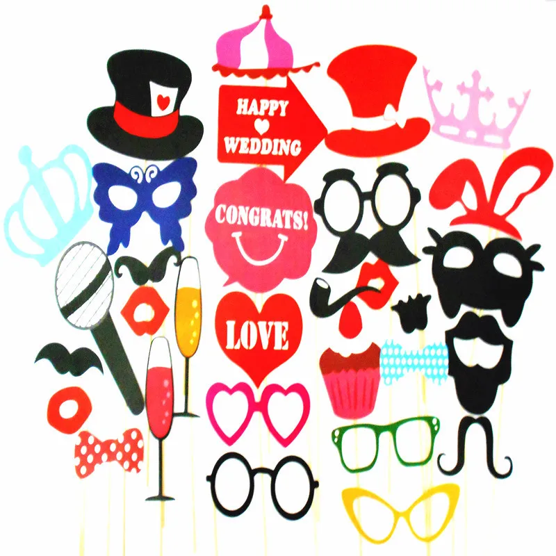 34pcs Photo Booth 2015 New Hot Sale Funny Photo Booth Props