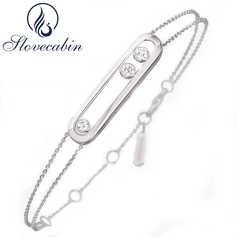 

Slovecabin Original 925 Sterling Silver Bracelet With Moved Stone For Women Sterling-Silver-Jewelry Wholesale Chain Bracelets