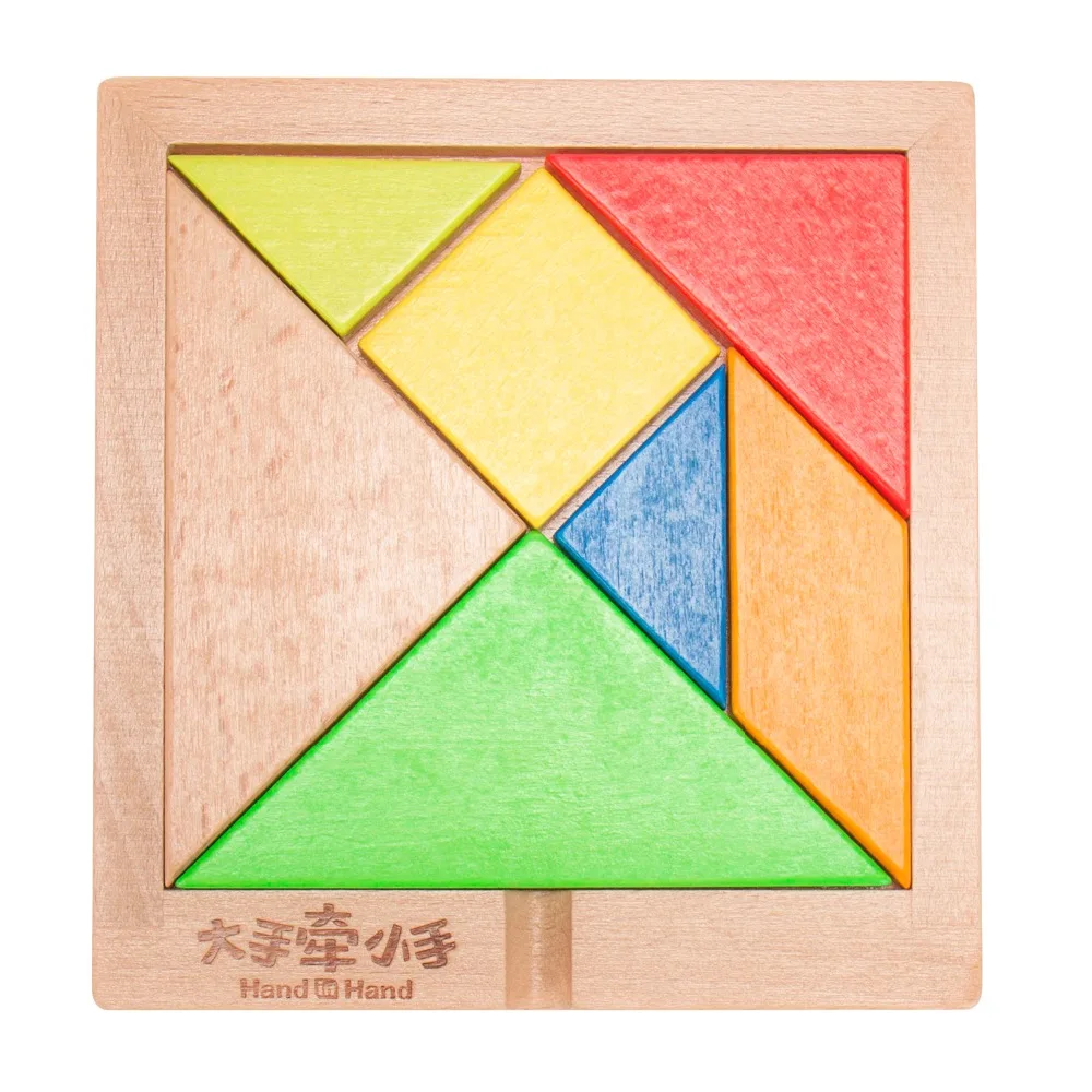 Fun Children Toy Geometry Wooden Jigsaw Tangrams Logic Puzzles Wooden