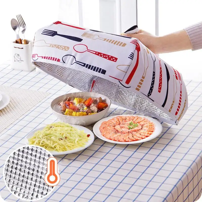 Reusable Kitchen Insulation Aluminum Foil Food Cover Folded Anti Fly Mosquito