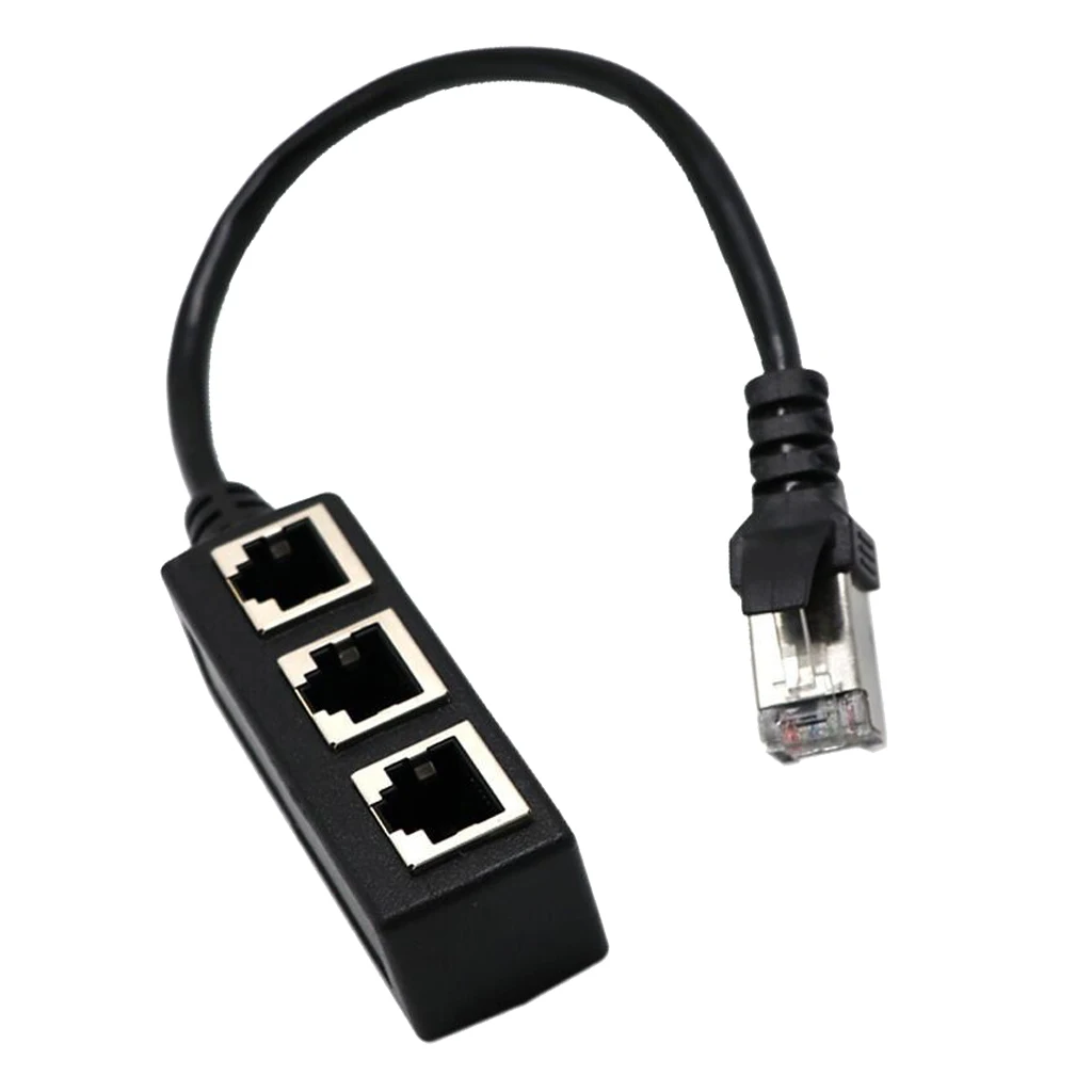 RJ45 1 to 3 Port Ethernet LAN Network Cable Splitter 3Ways Extender Adapter