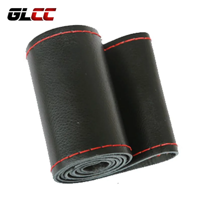 

GLCC Hand Stitched Soft Cowhide Car Braid Leather Steering Wheel Cover 38CM With Needles Thread 5 Colours Interior Accessories
