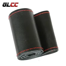 GLCC Cucita A Mano Morbida Dell’automobile Della Pelle Bovina del Cuoio Della Treccia di Sterzo Copertura Della Ruota 38 CENTIMETRI Con Aghi Discussione 5 Colori Accessori Interni