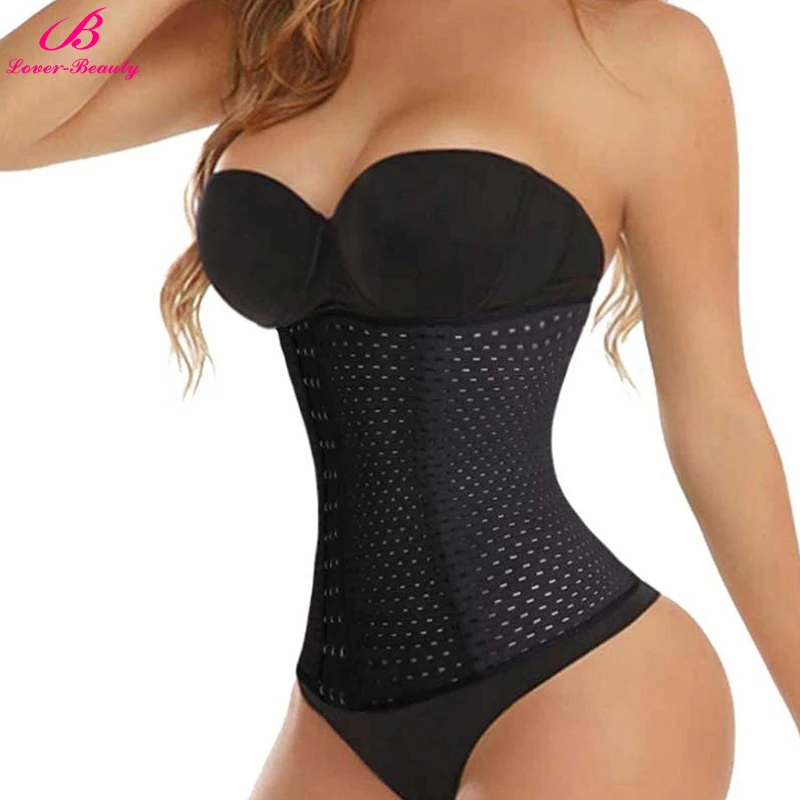 

Lover Beauty 9 Steel Bones Waist Trainer with 3 Rows of Hook and Eye Closures Women's Breathable Elastic Corset Slimming Belt