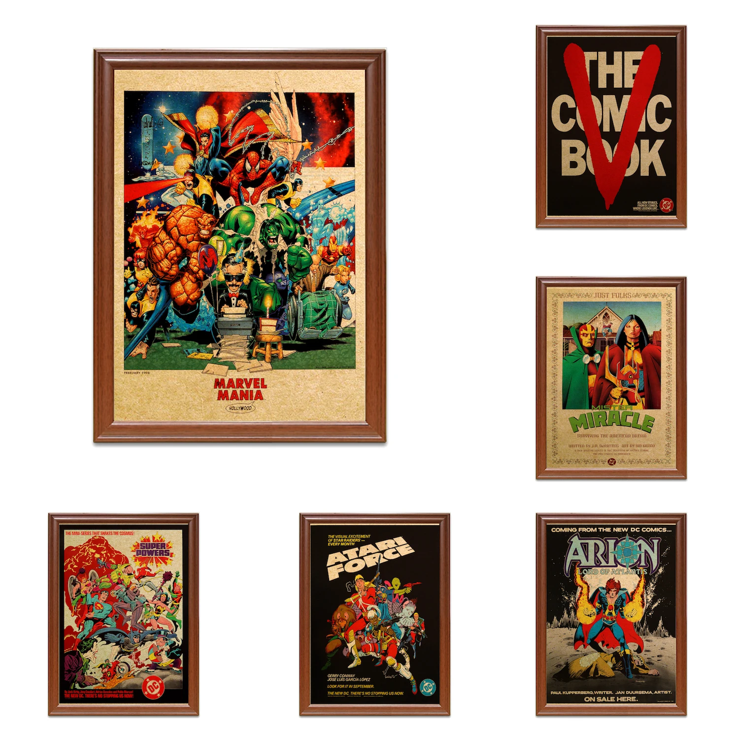 Винтаж ОБЪЯВЛЕНИЯ Плакат 1998 Мстители из комиксов Marvel Mania Kraft Плакаты Классический холст картины наклейки на стену домашний Декор подарок