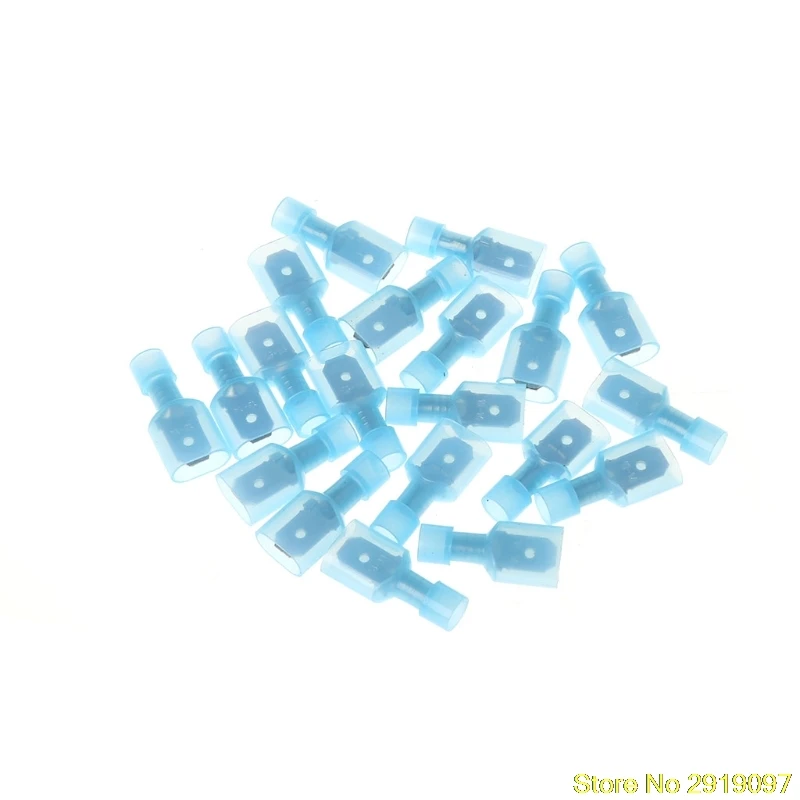 

New Arrive 20 Pcs Male Or Female Spade Crimp Connector Wire Terminal 1/4" MF Fully Insulated Blue Drop Shipping Support