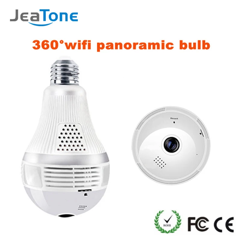 

JeaTone HD Fish eye Bulb Lamp WiFi Camera Panoramic View 360 degree ip camera Lamp Home security camera mini Camera 2.0mp 1080p