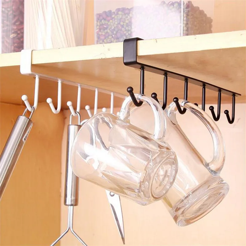 

1pcs Kitchen Wrought Iron Hook Cabinet Storage Rack Holder Multi-function Row Hook Storage Cozinha Kitchen Accessories-B