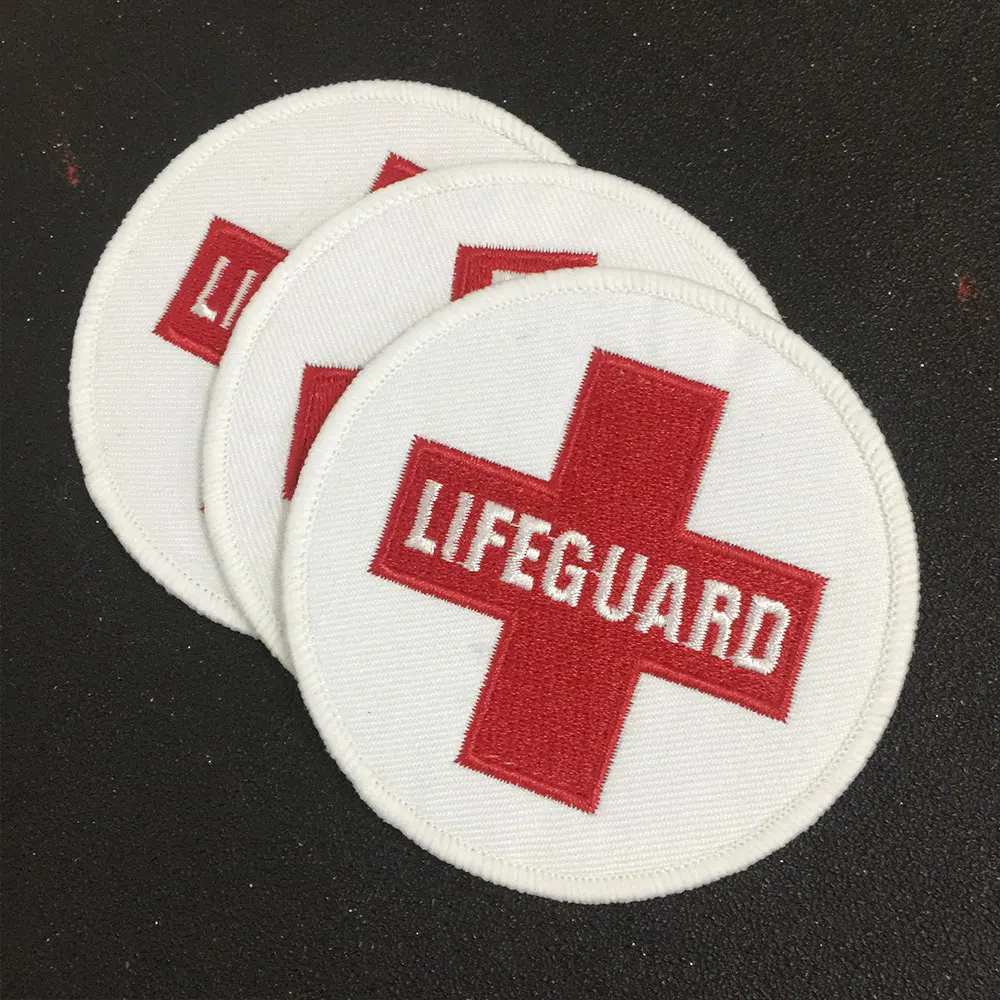 

Red Cross Medic LIFEGUARD Iron On Patch Embroidered Applique Sewing Label punk biker Patches Clothes Stickers Badge