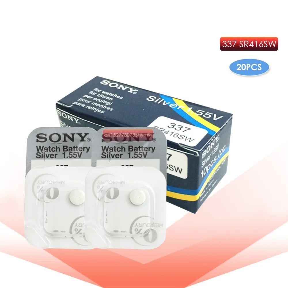 20 шт. sony 337 SR416SW батарейки таблеточного типа 1,55 V Монета серебряная оксидная батарея 623 D337 V337 SP337 смотреть батареи