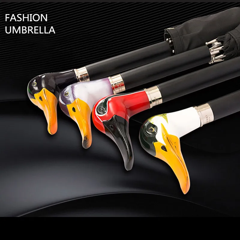 Fashion Umbrella Rain Women Duck Head Elegant Paraguas Stage Show Manual Umbrellas Parasol Wood Handle Parapluie | Дом и сад