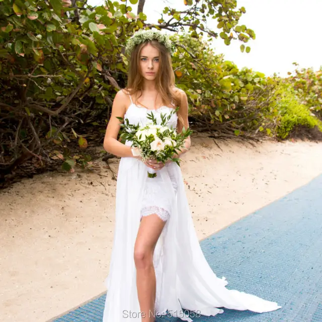Sexy Sweetheart Spaghetti Straps Lace Wedding Dresses Front Short Long Back Boho Bridal Gowns 2016 Rustic Sexy Sweetheart Spaghetti Straps Lace Wedding Dresses Front Short Long Back Boho Bridal Gowns 2016 Rustic