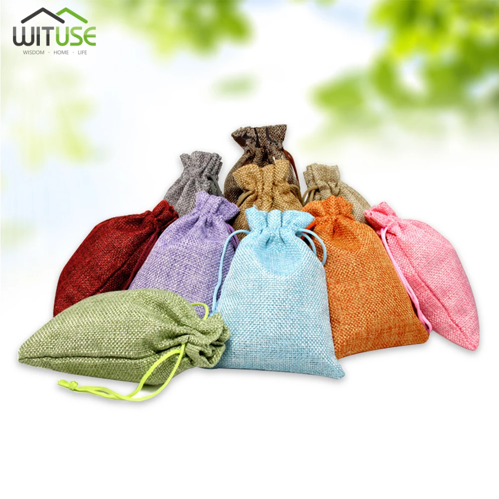 

Vintage Natural Linen Fabric Gift Candy Bags Wedding Party Favor Hessian Pouch Birthday Supplies Drawstrings Jute Gift Bags