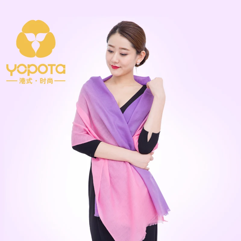 Yopota шерсть однотонный шарф градиентная симфония утолщенная теплая длинная шаль высокого класса шарфы первоклассный подарок - Цвет: Gradual Pink Purple