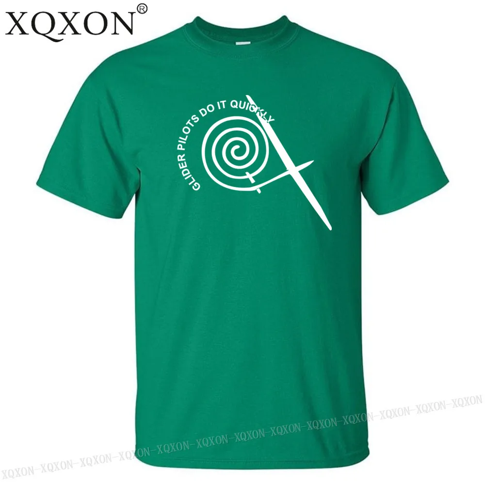 XQXON- хлопковая футболка Летняя Новинка с коротким рукавом планер пилоты сделать это быстро Футболка мужская футболка Топы K140 - Цвет: Green