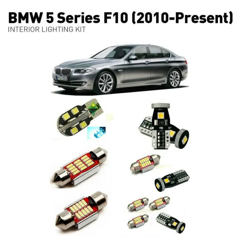 Led освещение салона для BMW 5 серии f10 2010+ 19 шт. Светодиодные Автомобильные фары осветительный набор, автомобильные лампы Canbus Error Free