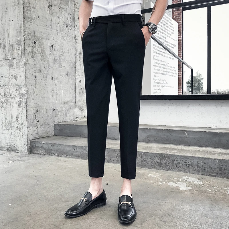 2019 Лето Британский зрелых мужчин сплошной цвет повседневные штаны мужские самосовершенствование 9 штанов тенденция Бизнес повседневные