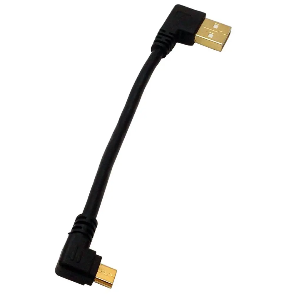 Gold plated 10CM 90 Degree USB 2.0 to Micro USB B Male Cable Gold Plated Right Angle Data Sync and Charge Extender Lead 