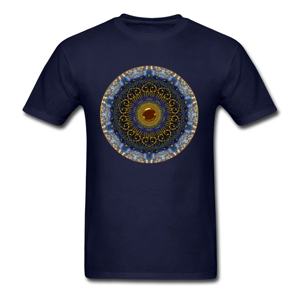 GOLD MANDALA DESIGN T SHIRT 65_navy