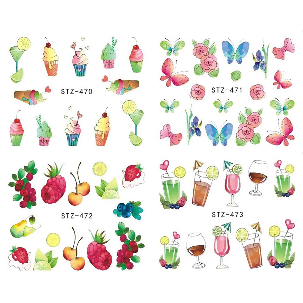 

1pcs Nail Art Stickers Decal Water Transfer Charming Fruit Ice Cream Strawberry Summer Design Slider Wrap Tip Decor JISTZ470-473