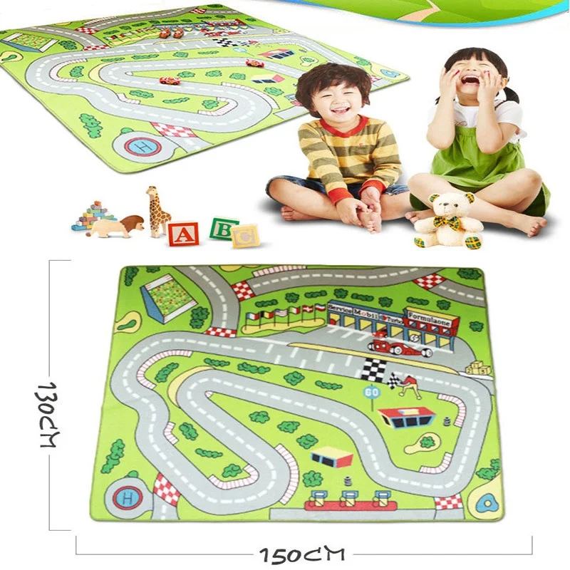 Huge Large Baby Play Mat 150cm*130cm Racing Road Developing Crawling Rug Carpet Educational Toys For Kids Game PS41-3