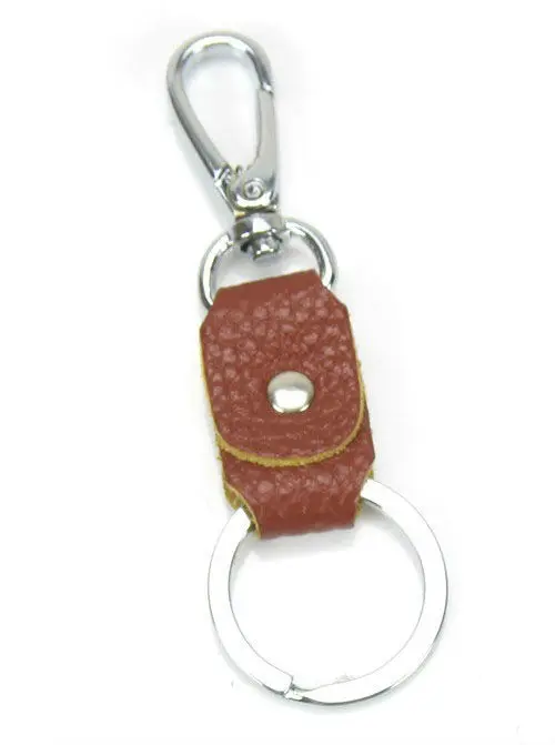 

FREE SHIPPING 4PCS Brown Leather Keyring Key Chains W/clasp #22937