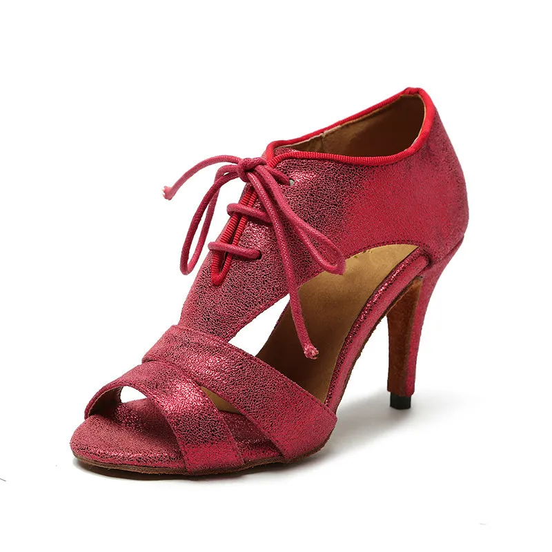 Women's Red Glitter Ballroom Latin Dance Shoes Salsa Tango Samba Dance