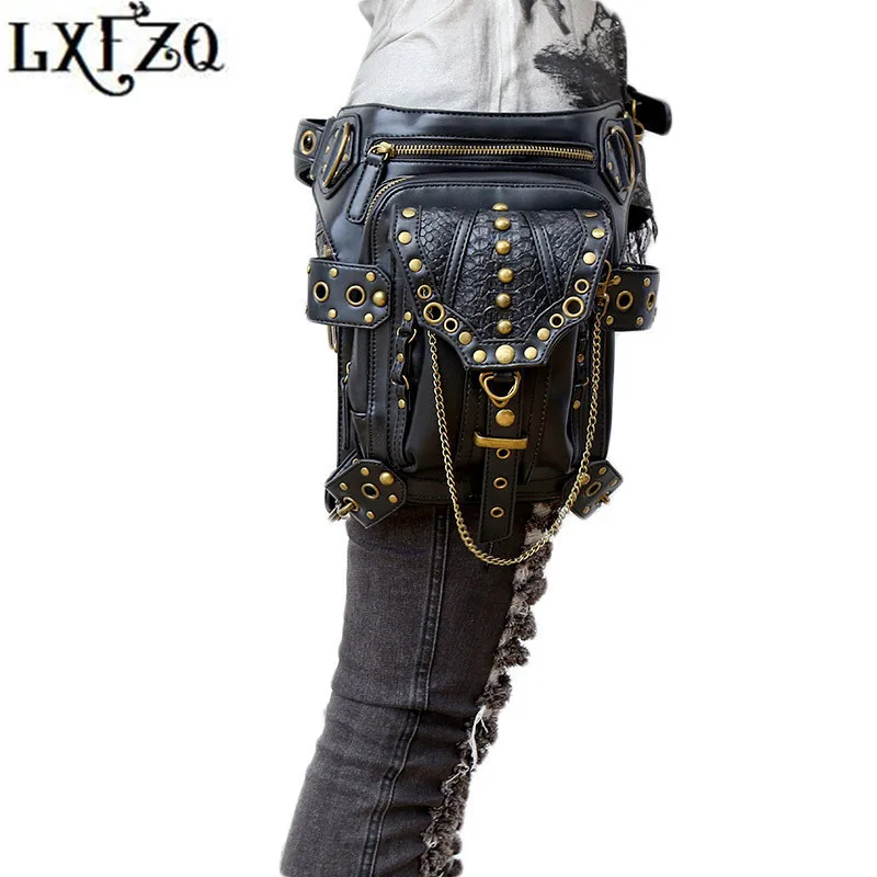 

heuptas Men's waist bag Steampunk Thigh Holster Protected Purse Banancat bag for men belt leg bag motorcycle fanny pack hip bag