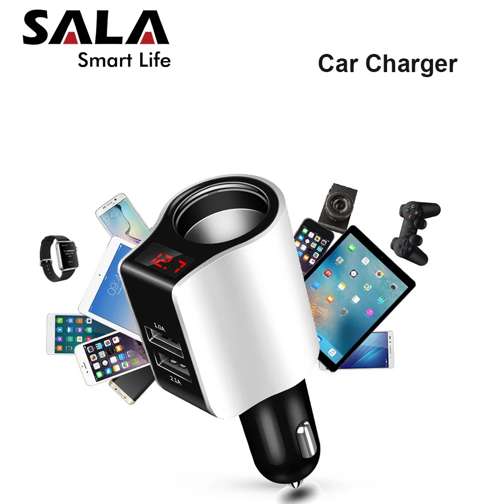 

Universal Car Charger Double USB Quick Charger 3.0 5 Volt 2.1A for Iphone 7 8 Cell Phone Fast Charger for Samsung s8 s9 Huawei