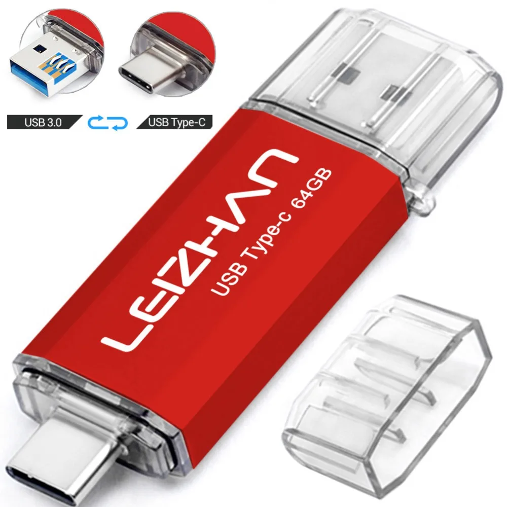 Флеш-накопитель LEIZHAN Type-C 128 ГБ 64 32 16 USB 3 0 флеш-накопитель типа C карта памяти USB-ключ