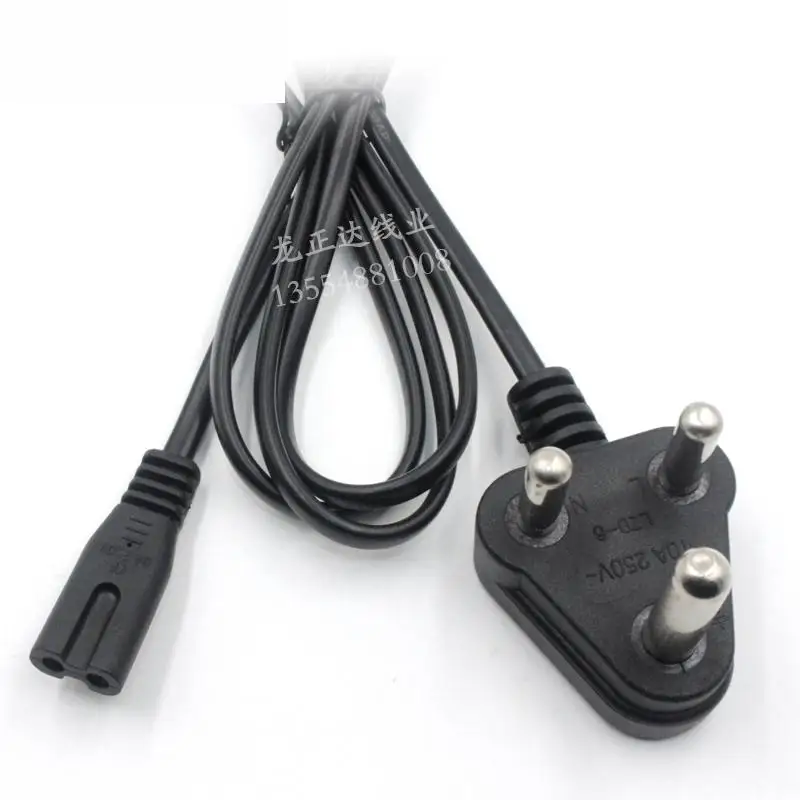 

1.5 M South African Indian Plug Power Cord 3 Circular Plug 3 Core 8-tail Connecting Wire Charging Wire For Digital Camera