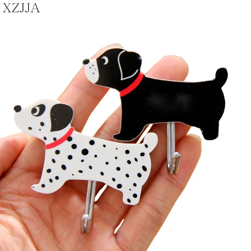 

XZJJA 2PC Kitchen Cute Dog Non-trace Stick Hooks Bathroom Animal Cartoon Wall Door Hanger Organizer Sundries Hooks Towel Hanger