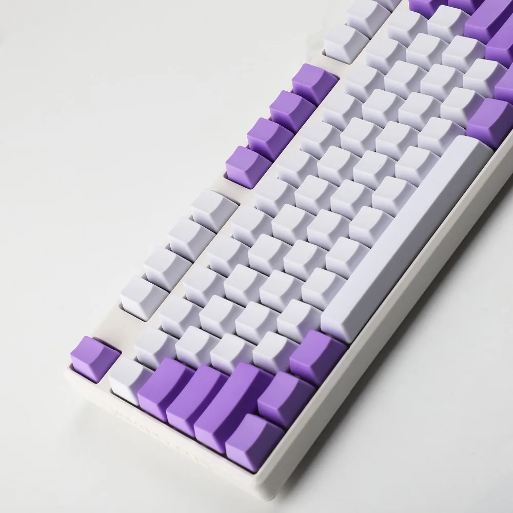 Бело фиолетовая Смешанная клавиатура YMDK 108 87 61 ANSI с толстым профилем OEM PBT для MX