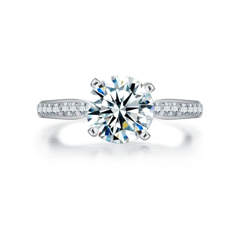 

925 sterling silver ring 2.0ct round stone wedding ring SONA diamond women customized diamond ring (XJ)