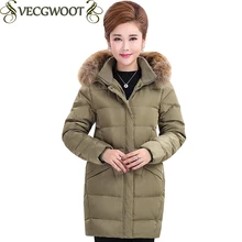 Женский пуховик для женщин среднего возраста, новинка, длинный теплый пуховик с капюшоном, женская модная куртка больших размеров, Женское пальто X1398