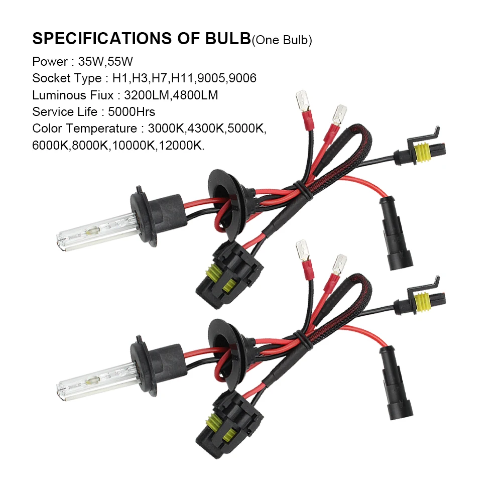 H1 H3 H7 H11 9005 9006 35 Вт/55 Вт тонкий балласт Xenon HID ксеноновый светильник лампочка 12V 3000K 4300K 5000K 6000K 8000K 10000K 12000K ксенона головной светильник