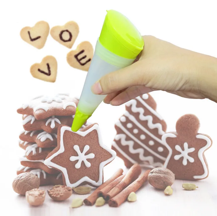 

1PC Dessert Silicone Decorator Pen With 2 Extra Heads Ice Cream Cake Tools Cake Biscuit Bakeware Decorating Pastry Baking Tools