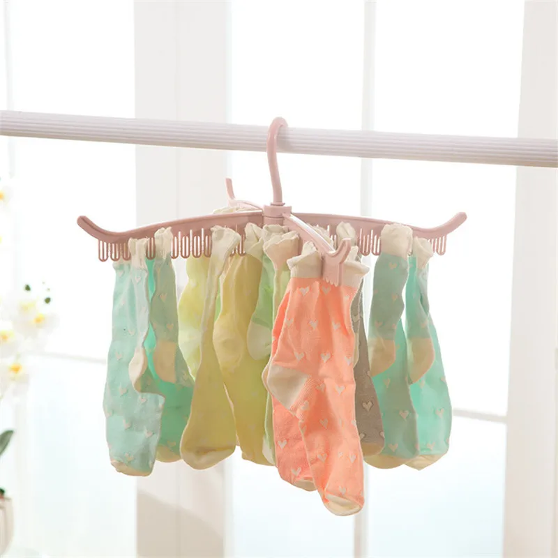 

1pc 360 Degree Rotation Plastic Racks Hangers Clothes Underwear Socks 52 Clips Drying Rack Home Clothes Tools Supplies 25