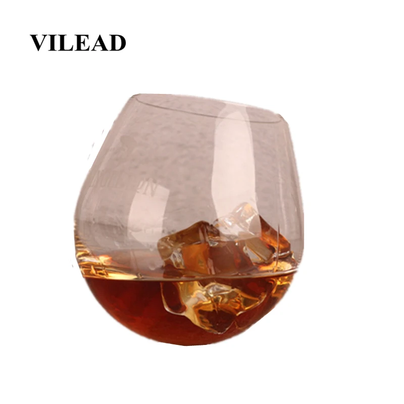 

VILEAD 280ml Glass Round Bottom Transparent Tumbler Winebowl Water Bottle European Shake Cup Whiskey Household Bar Hand Blown