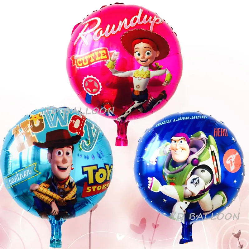 

Lucky 50pcs/lot 18 inch Toy Story Party Supplies Foil Balloons Cartoon Hero Woody Buzz Balloon Kids Birthday Party Decorations