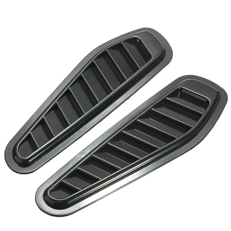 

2pcs/lot Black Car Hood Fender Decorative Air Flow Intake Scoop Turbo Bonnet Vent Cover Auto Car Hood Vent Cover Car Styling
