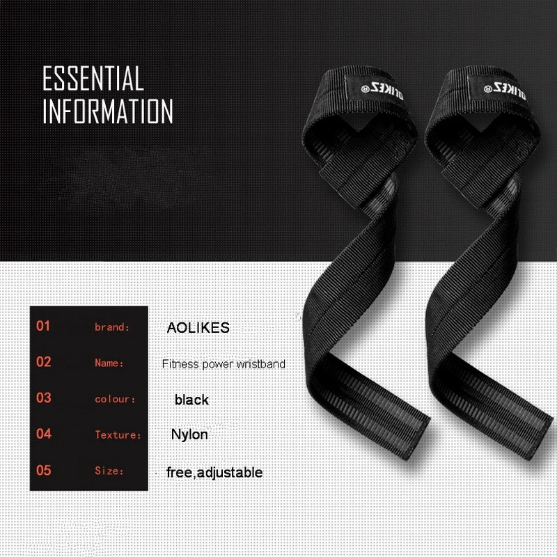 AOLIKES 1 Pair Wrist Bands Sports Accessories Fitness Dumbbells Training Wristband Wrist Strap Wrap For Men webbing gym