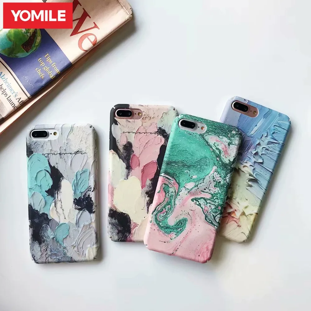

YOMILE Phone Case For iPhone X 10 7 8 Plus 3D Art Painting Print Hard PC Cover Coque For Apple iPhone 6 6s Plus 7 8 Cases Shell